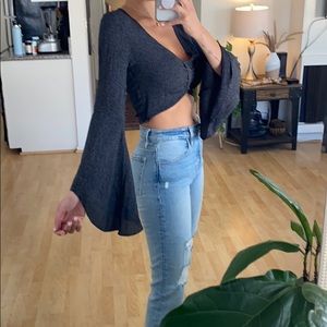 Flynn Skye Polkadot Flare Arm Crop Top